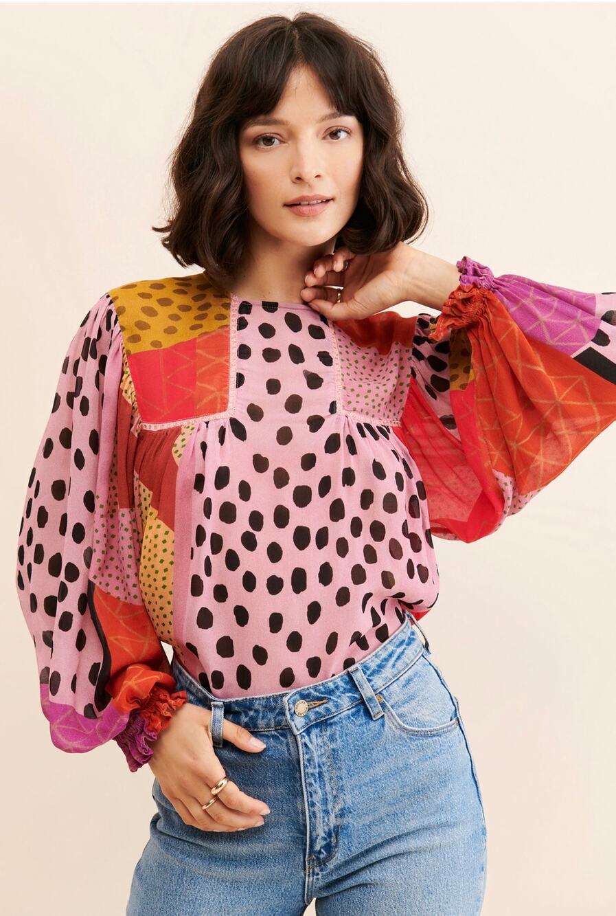 Blink London Anthropologie Retro Peasant Top Womens M